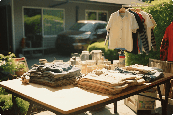 机の上に置かれた洋服